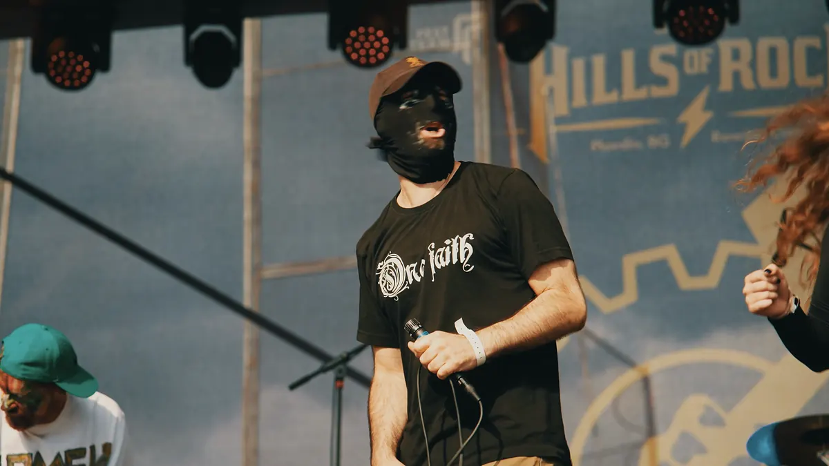 Masked performer on the Hills of Rock stage