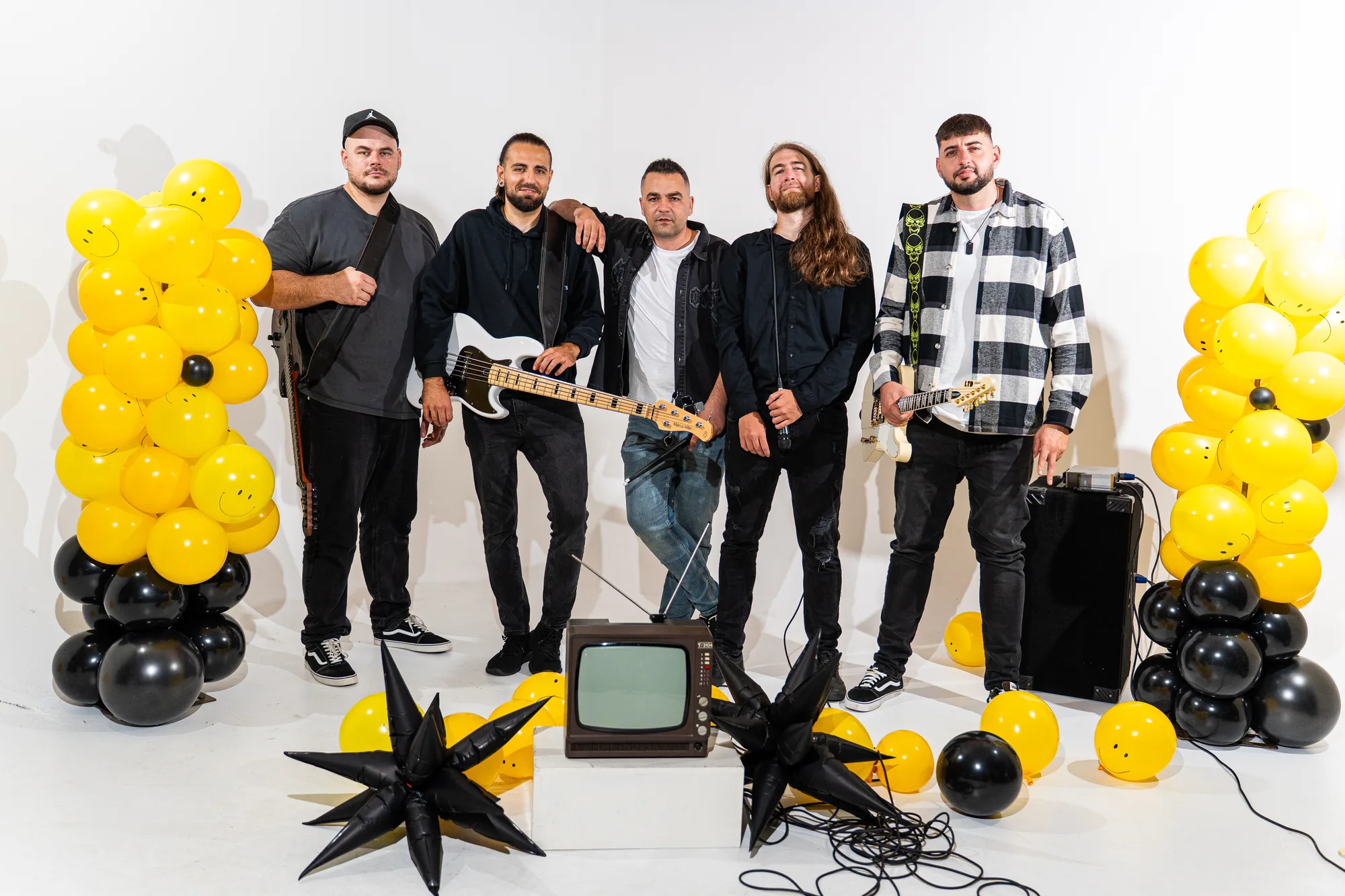 Metal band in the studio