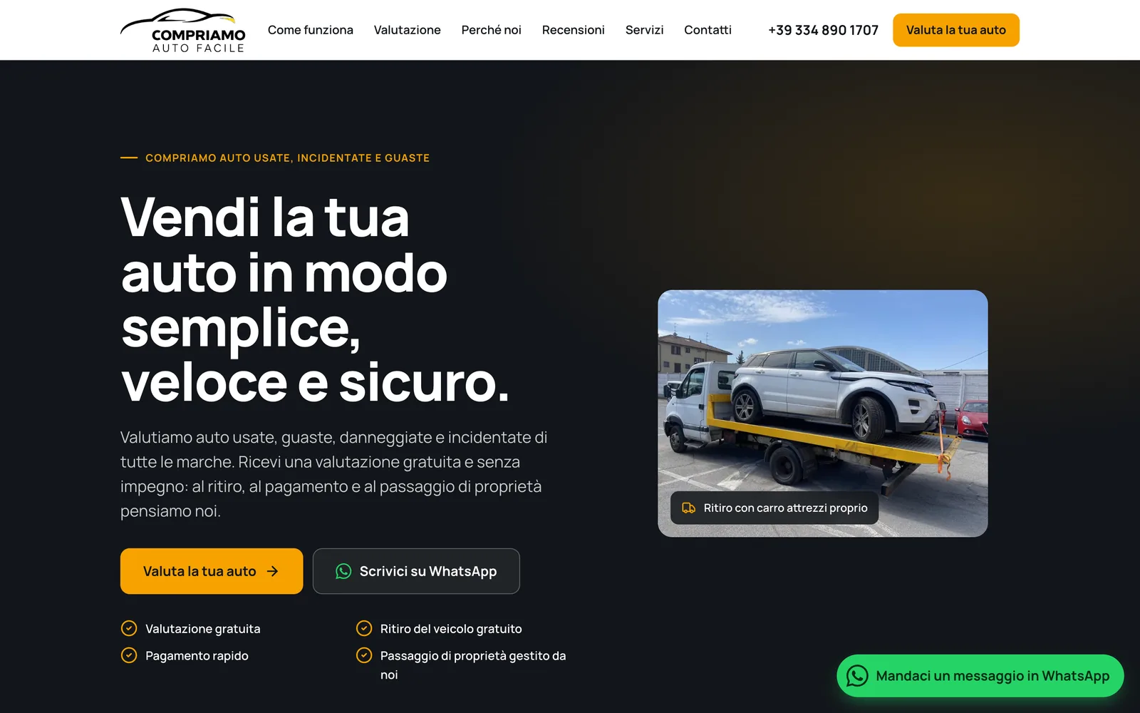 Compriamo Auto Facile — Начална страница